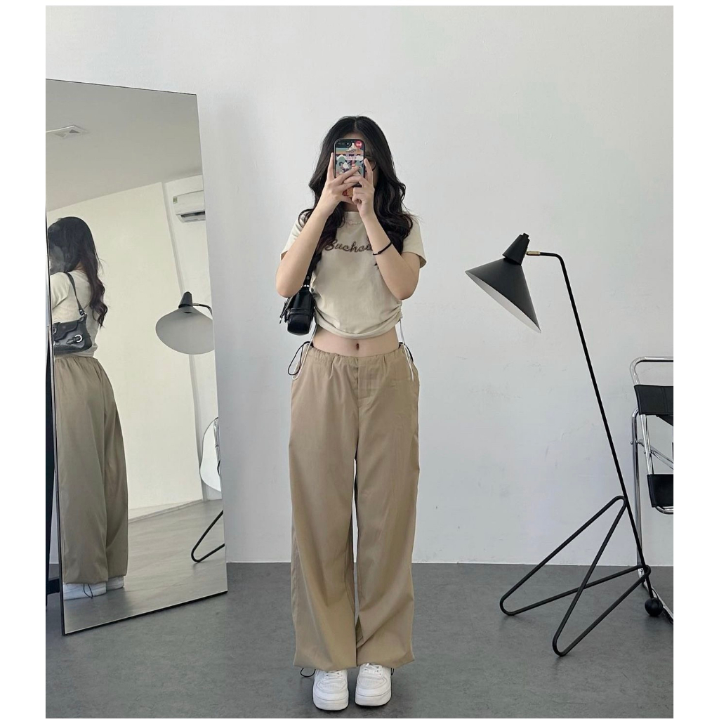 Quần jogger ống rộng thể thao nam nữ Unisex kiểu basic chất dù siêu mát có dây rút mã 03