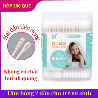 Hộp 200 tăm bông ngoáy tai cho bé, tăm vệ sinh cho bé