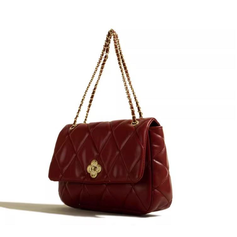 🌸Hàng Order🌸 Túi Xách Muzi&kai Chính Hãng Da Mềm Trơn Quai Da Phối Xích Nắp Gập Đính Hoa Sang Chảnh Nữ Tính 🌸 Quảng Châu