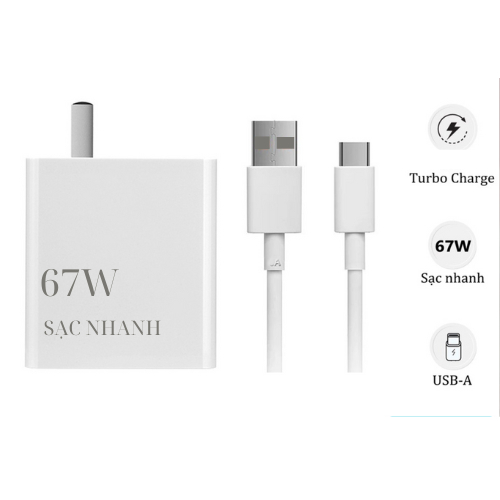 Bộ Sạc Nhanh Bộ Super VOOC 67W Siêu Nhanh Cho OPPO VIVO MI SS- Cáp Type C Super VOOC 1m