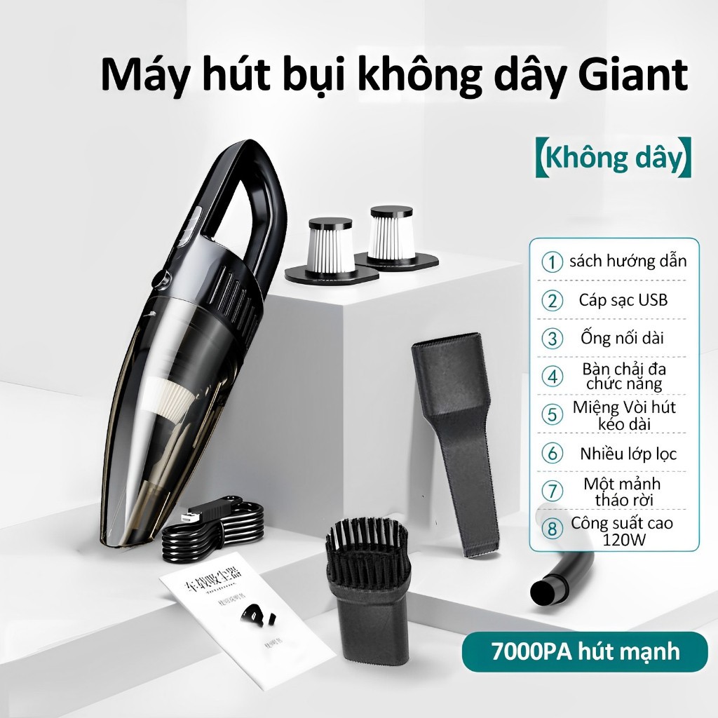 Máy Hút Bụi Cầm Tay AYUMO Cao Cấp - Thiết Kế Không Dây Tặng Kèm Đầu Hút - Lực Hút 18000PA Siêu Mạnh