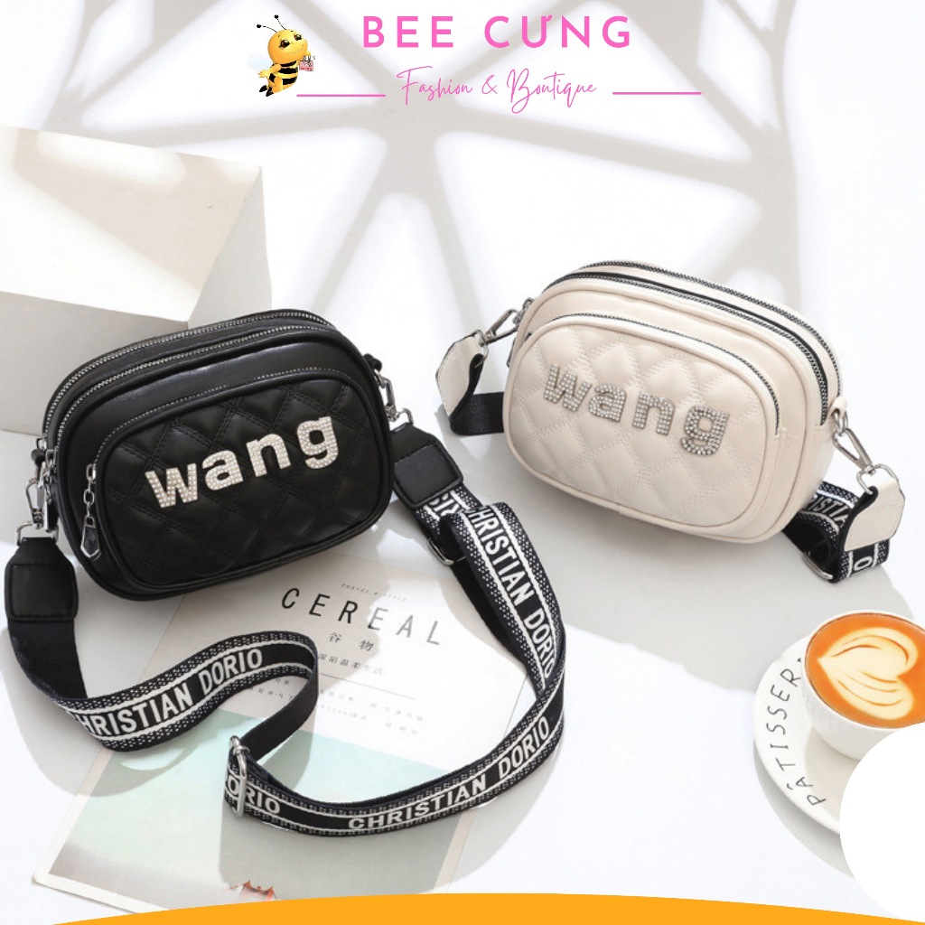 Túi đeo chéo nữ đẹp, túi đeo nữ B117 đính đá wang dáng thời trang dây to năng động bee cưng