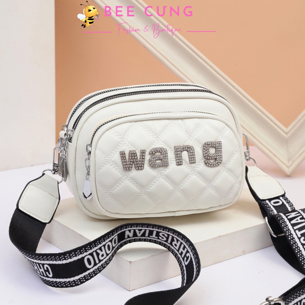 Túi đeo chéo nữ đẹp, túi đeo nữ B117 đính đá wang dáng thời trang dây to năng động bee cưng