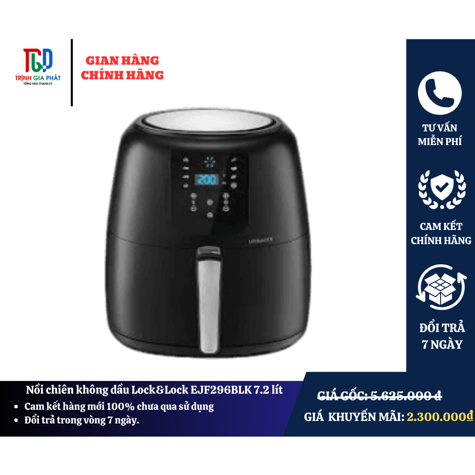 [Hàng Xả Kho]Nồi chiên không dầu Lock&Lock EJF296BLK 7.2 lít