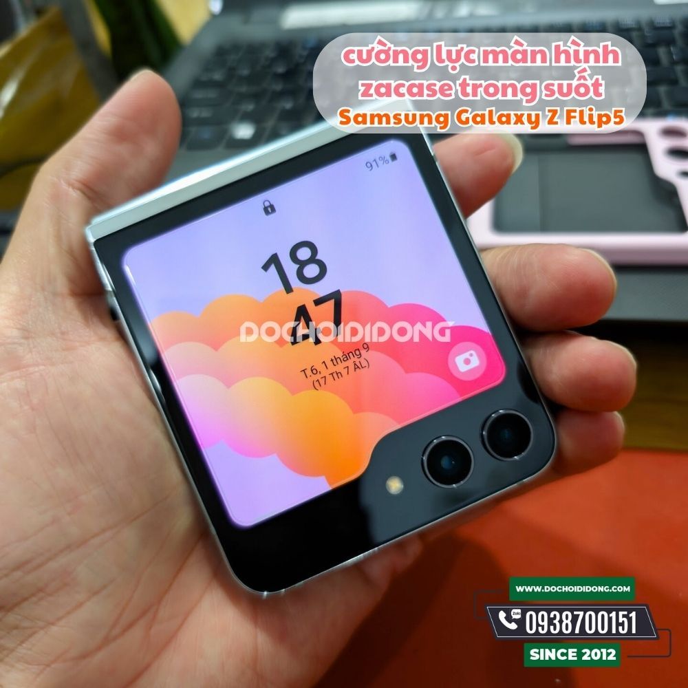 Miếng dán cường lực bảo vệ màn hình ngoài Samsung Galaxy Z Flip5 Zacase