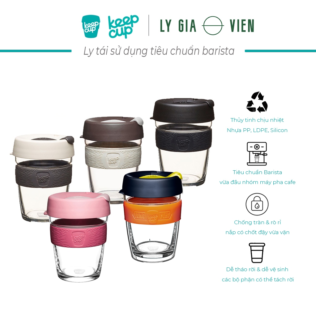 Ly Thủy Tinh KeepCup Brew 12oz (355ml) Xuất Xứ Úc - Hoàn hảo cho cà phê espresso, macchiato hoặc piccolo.