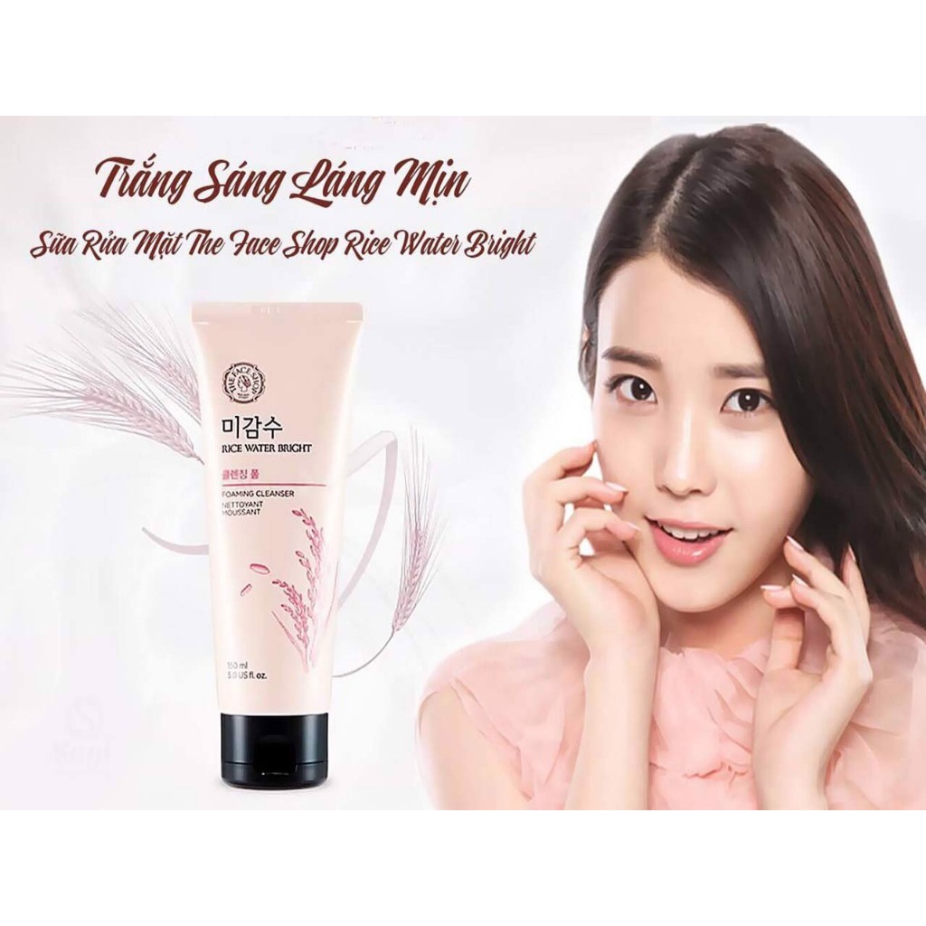 Sữa Rửa Mặt Chiết Xuất Gạo The Face Hàn Quốc Tuýp 150ml Giúp Da Sáng Mịn Rạng Ngời (Rice Water Bright Cleansing Foam)