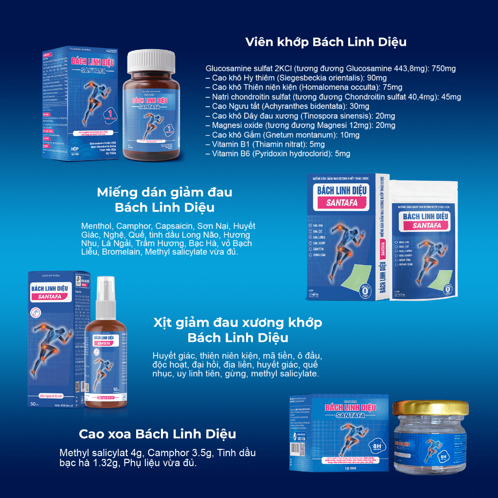 Xịt Bách Linh Diệu SANTAFA - Hỗ trợ giảm đau, giảm tê bì chi nhanh chóng - Chai 15ml