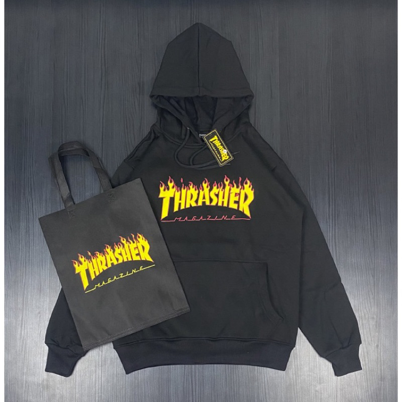 Hoodie Thrasher Lửa Skate board cao cấp, nỉ mùa đông đường phố dày dặn, dễ phối đồ