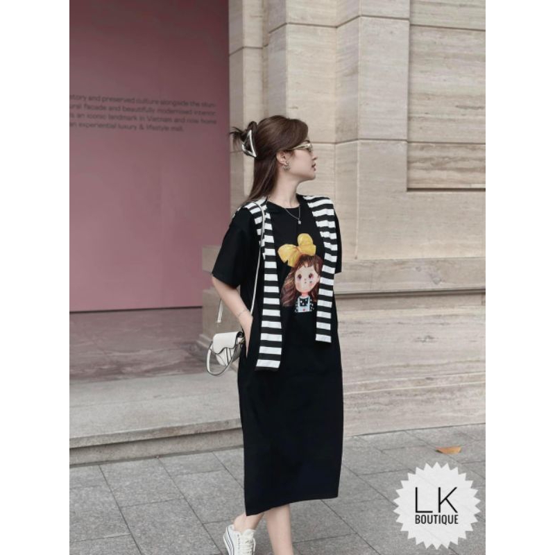 Váy Hình cotton Khô Kèm Khăn Siêu Hót