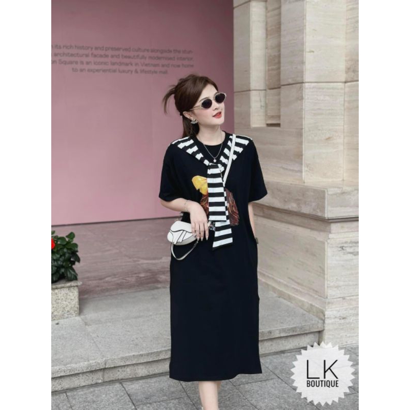 Váy Hình cotton Khô Kèm Khăn Siêu Hót