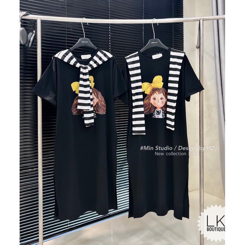 Váy Hình cotton Khô Kèm Khăn Siêu Hót