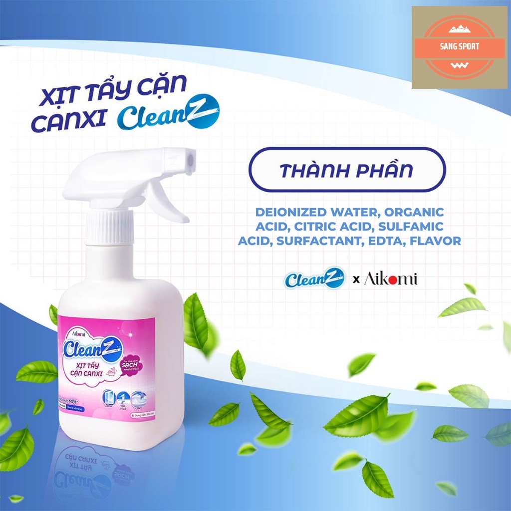 Chai Xịt Tẩy Cặn Canxi CleanZ Chống Ăn Mòn Inox Vệ Sinh Vòi Rửa, Vòi Sen, Vách Kính