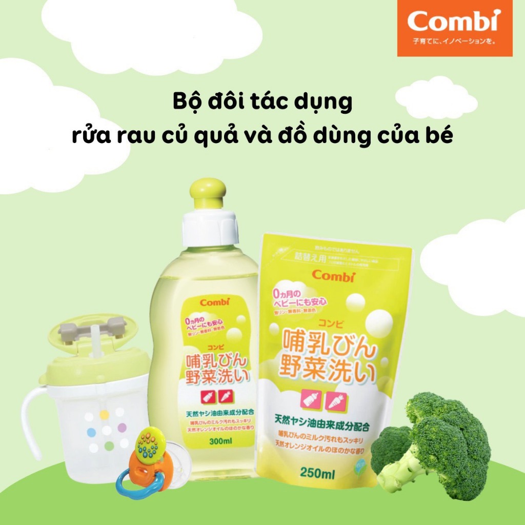 Nước Rửa Bình Sữa Hoa Quả Combi An Toàn Cho Bé