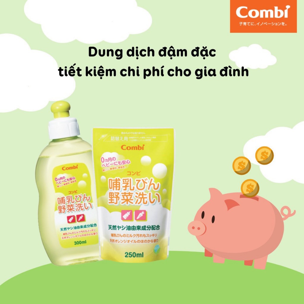 Nước Rửa Bình Sữa Hoa Quả Combi An Toàn Cho Bé
