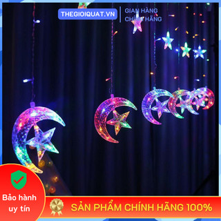 Dây đèn led ngôi sao và mặt trăng chớp nháy dài 3m gồm 6 trăng và 6 sao nhỏ, trang trí Tết & Noel