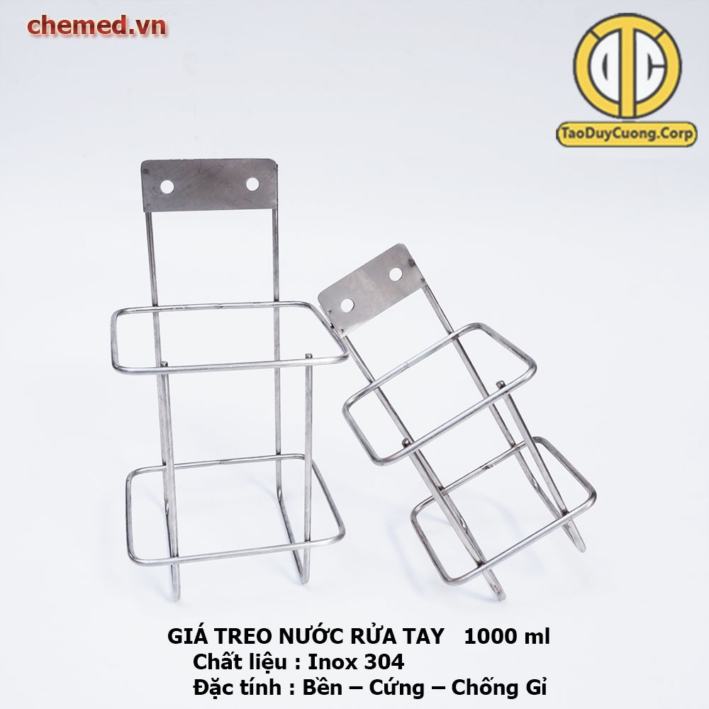 Giá treo nước rửa tay Inox 304 loại 500ml 1000ml chai vuông gắn tường