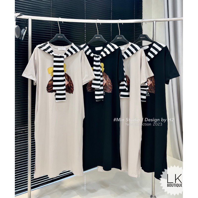 Váy Hình cotton Khô Kèm Khăn Siêu Hót