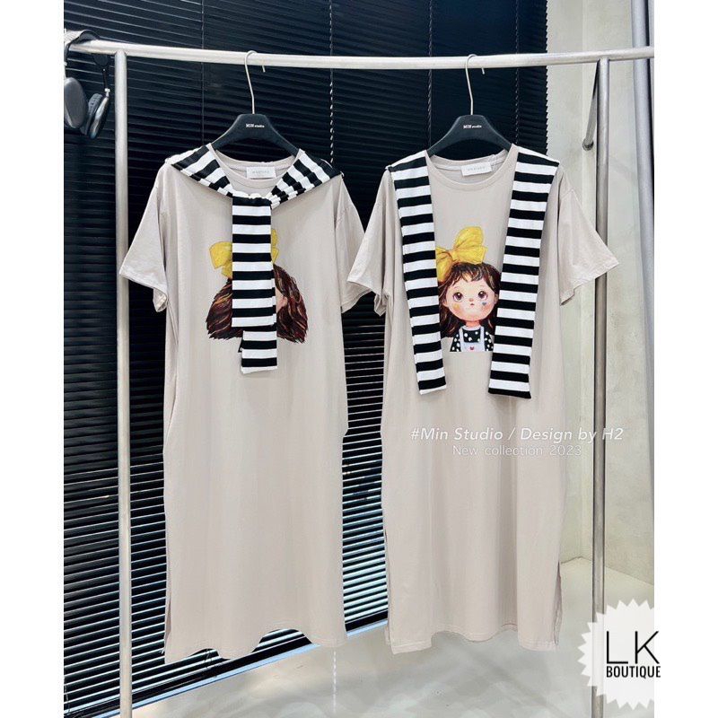 Váy Hình cotton Khô Kèm Khăn Siêu Hót