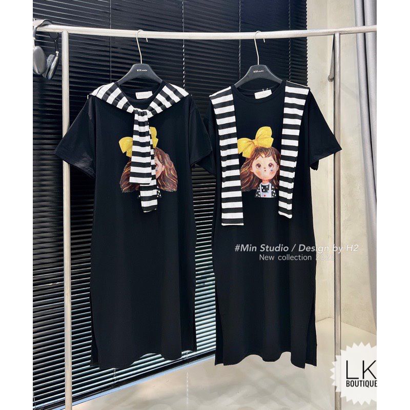 Váy Hình cotton Khô Kèm Khăn Siêu Hót