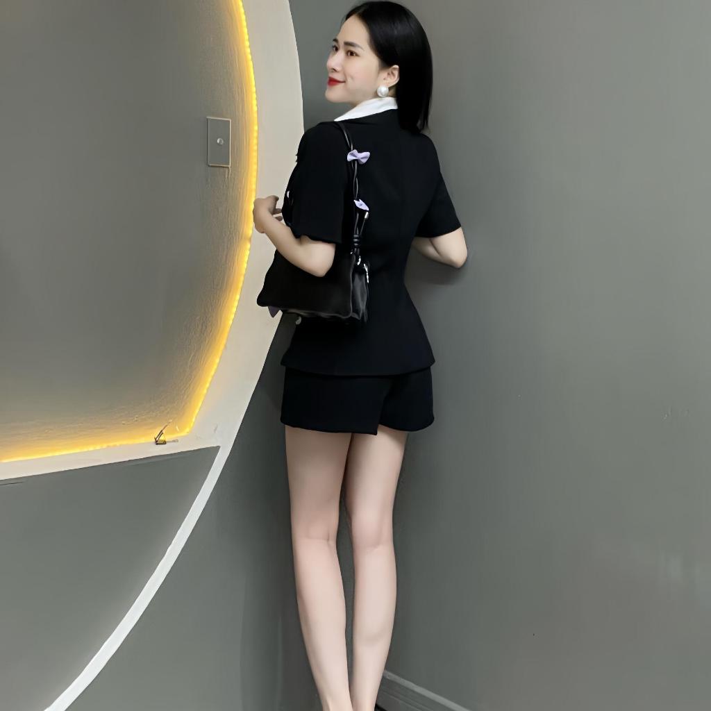 Set Vest Thiết Kế 2 Món Gồm Áo Khoác Túi Kiểu Tay Dài Phối Quần Short  T1581 - Thanh Tự
