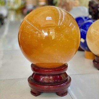Bi cầu phong thủy, quả cầu đá canxit màu vàng mật - từ 8cm - 15cm