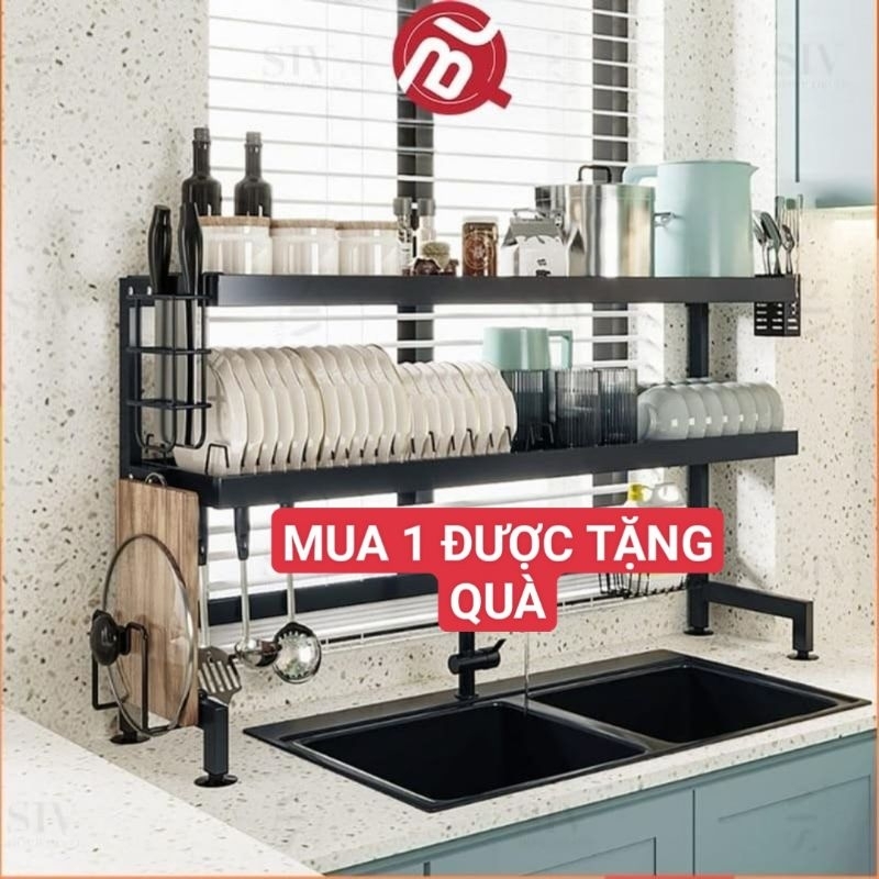 65-105CM Kệ đựng bát đĩa Trên Bồn Rửa Bát Cao Cấp Đa Năng 1/2 Tầng Kệ Để Chén Đĩa Trên Bồn Rửa Bát