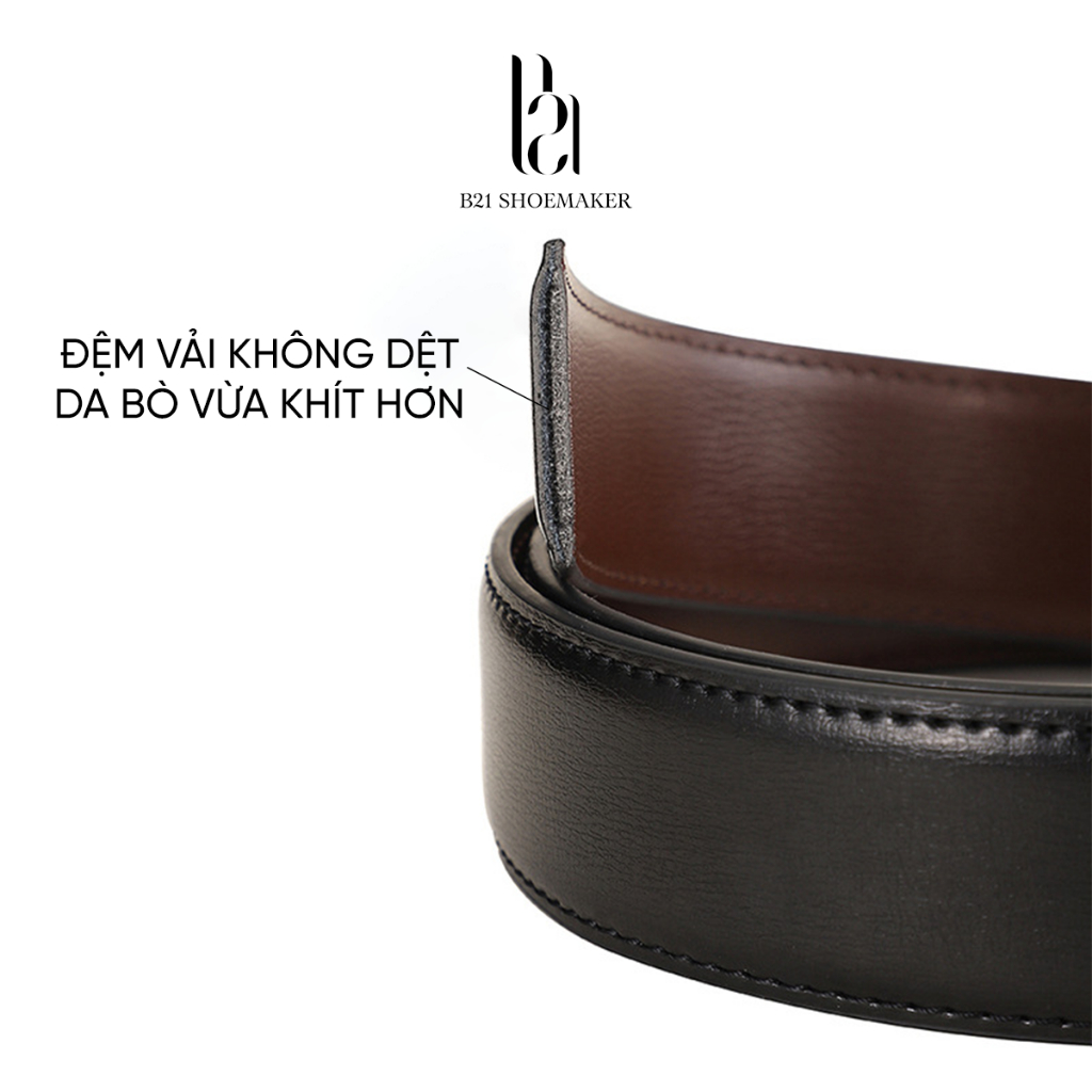 Thắt Lưng Da Nam Công Sở B21 Khoá Xoay 2 Mặt Embossed leather Bản Vừa Da Bò Cao Cấp Tặng Kèm Hộp Khoá Hợp Kim Không Gỉ