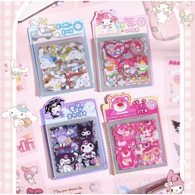 ✨✨Gói 25 tấm sticker hoạt hình Sanrio, gấu dâu