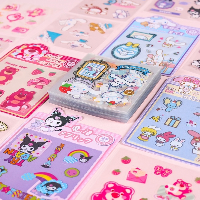✨✨Gói 25 tấm sticker hoạt hình Sanrio, gấu dâu