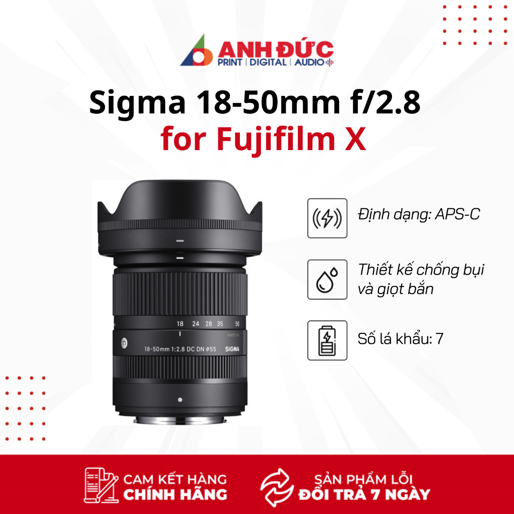 Ống kính Sigma 18-50mm f/2.8 DC DN (C) for Fujifilm X / Sony E - Hàng Chính Hãng Bảo Hành 12 Tháng