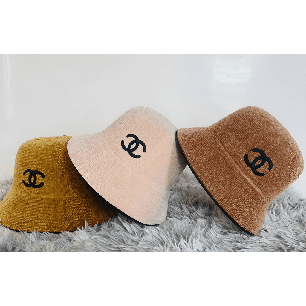 Mũ bucket, mũ nhung tai bèo thêu nhiều màu thời trang cho nữ