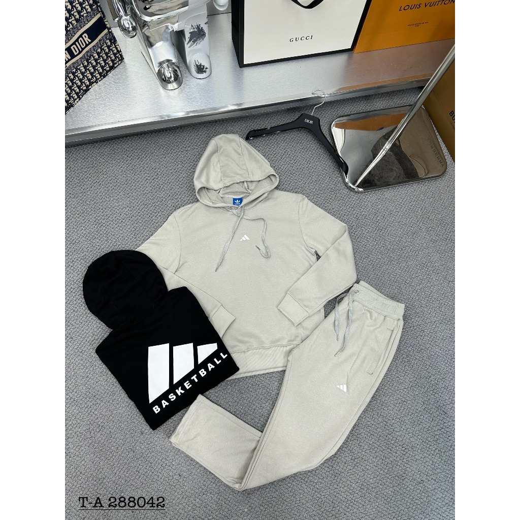 Bộ Nỉ Hoodie A Di Dớt In Logo Sau Lưng Siêu Ngầu - Bộ Nỉ Cao Cấp Dành Cho Nam