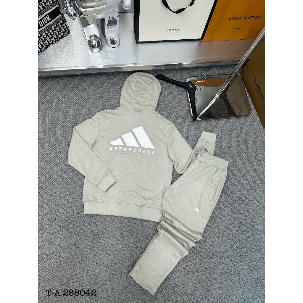 Bộ Nỉ Hoodie A Di Dớt In Logo Sau Lưng Siêu Ngầu - Bộ Nỉ Cao Cấp Dành Cho Nam