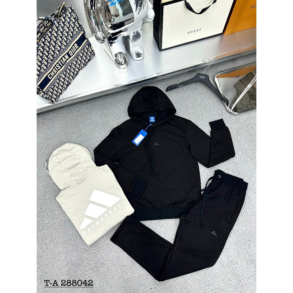 Bộ Nỉ Hoodie A Di Dớt In Logo Sau Lưng Siêu Ngầu - Bộ Nỉ Cao Cấp Dành Cho Nam