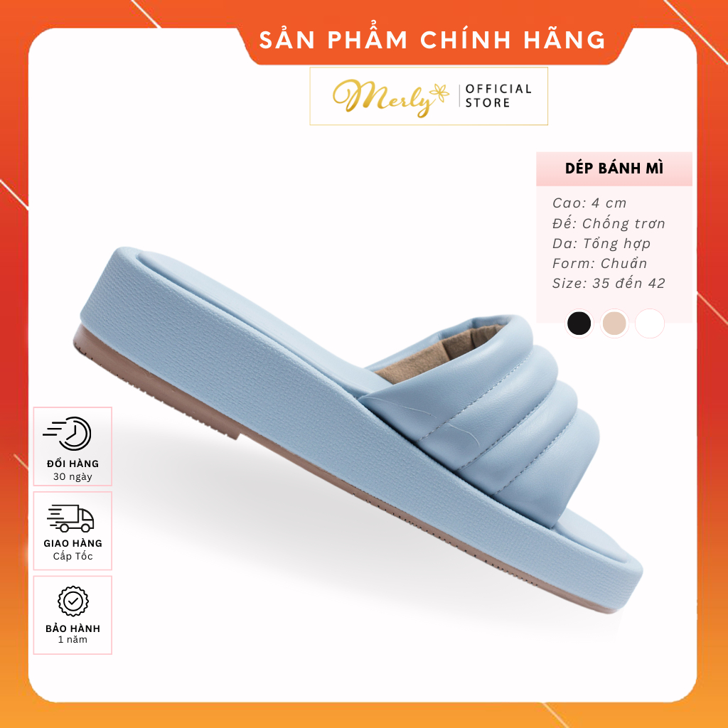 Dép Bánh Mì Quai Ngang Đế Cao 4cm 1523 Dép Nữ Màu, Dép Bánh Mì Nữ Quai Chần Bông Mềm Mại, Giày Nữ Big Size Platform Shoe