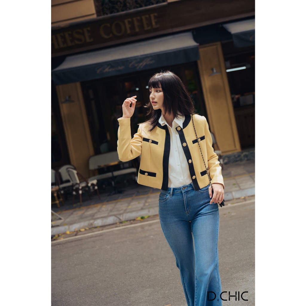 Áo khoác cổ tròn túi D.CHIC MS: 160560