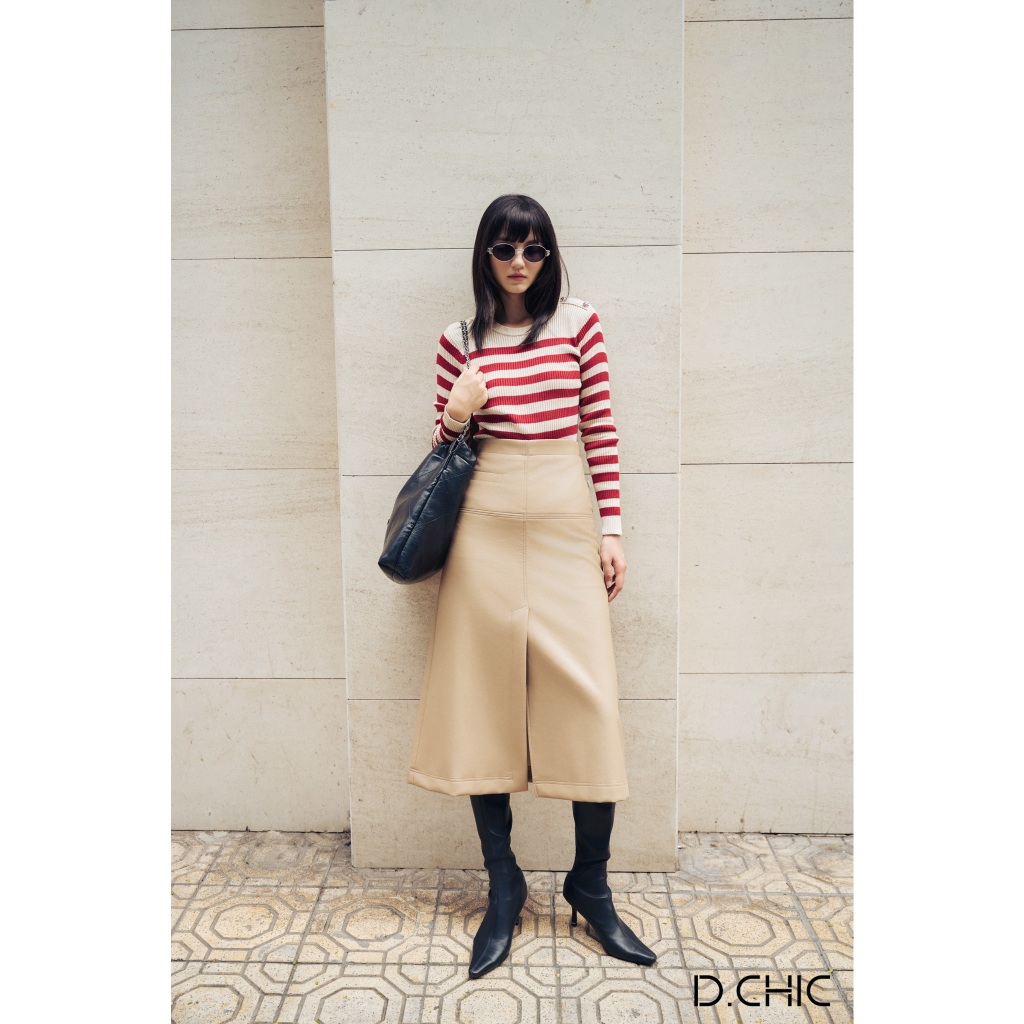 Áo len gân kẻ ngang cúc vai D.CHIC MS: 188105