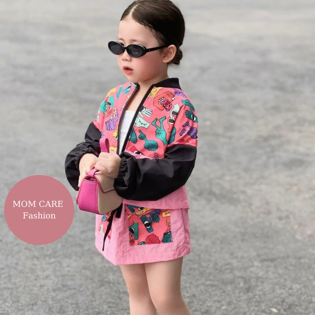 TT304  -  Set 3 chi tiết áo gió và chân váy cho bé gái - MOMCARE Fashion