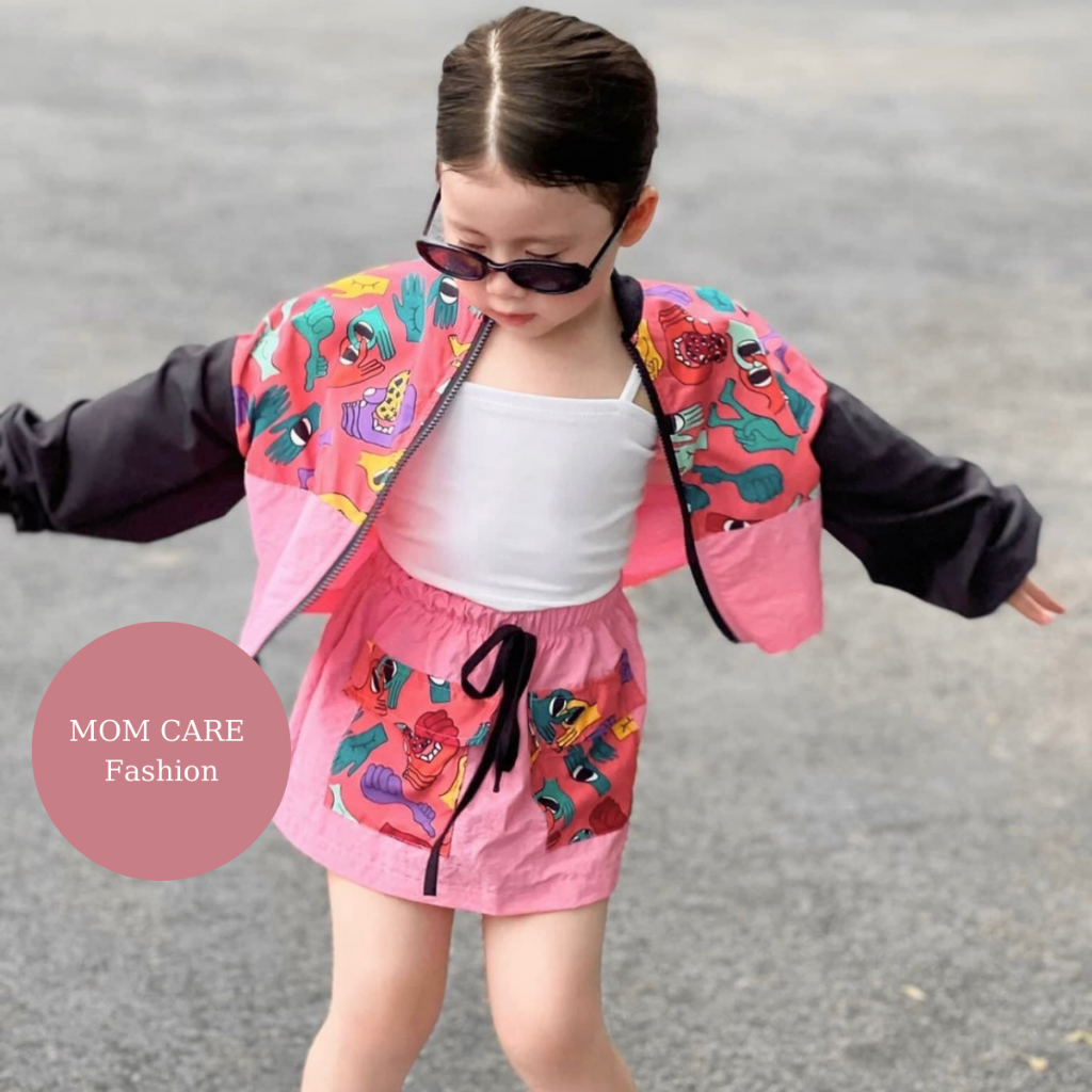 TT304  -  Set 3 chi tiết áo gió và chân váy cho bé gái - MOMCARE Fashion