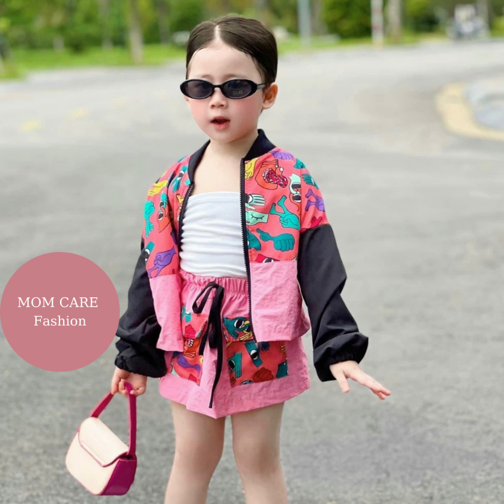 TT304  -  Set 3 chi tiết áo gió và chân váy cho bé gái - MOMCARE Fashion