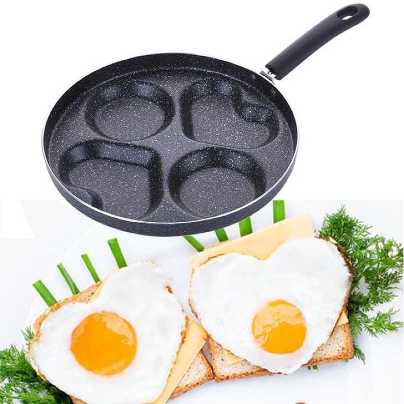 Chảo vân đá chống dính cao cấp 24 cm chiên trứng làm bánh 4 ngăn tiện lợi dùng cho cả bếp từ