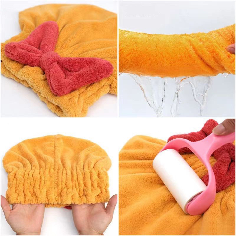 Khăn ủ tóc, khăn quấn tóc gội đầu cao cấp vải cotton mềm mại hình nơ