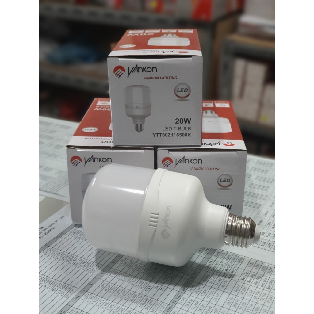 Bóng Led trụ 20w Yankon ánh sáng trắng 6500k, đui xoáy E27