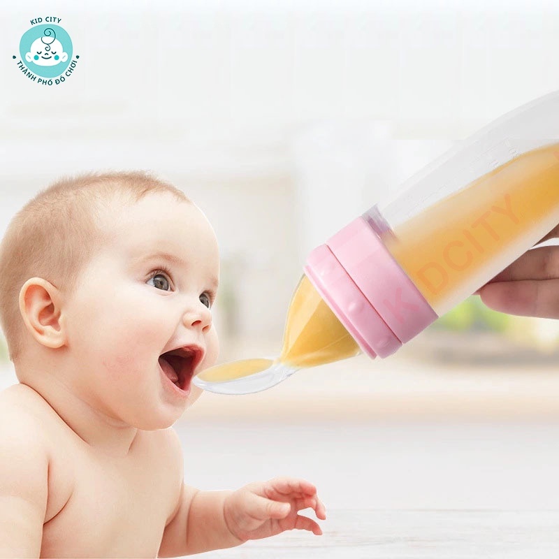 Bình thìa ăn dặm silicon cho bé Haakaa Dung tích 90ml  Hỗ trợ bé uống sữa, uống nước, ăn cháo