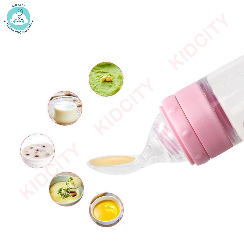 Bình thìa ăn dặm silicon cho bé Haakaa Dung tích 90ml  Hỗ trợ bé uống sữa, uống nước, ăn cháo