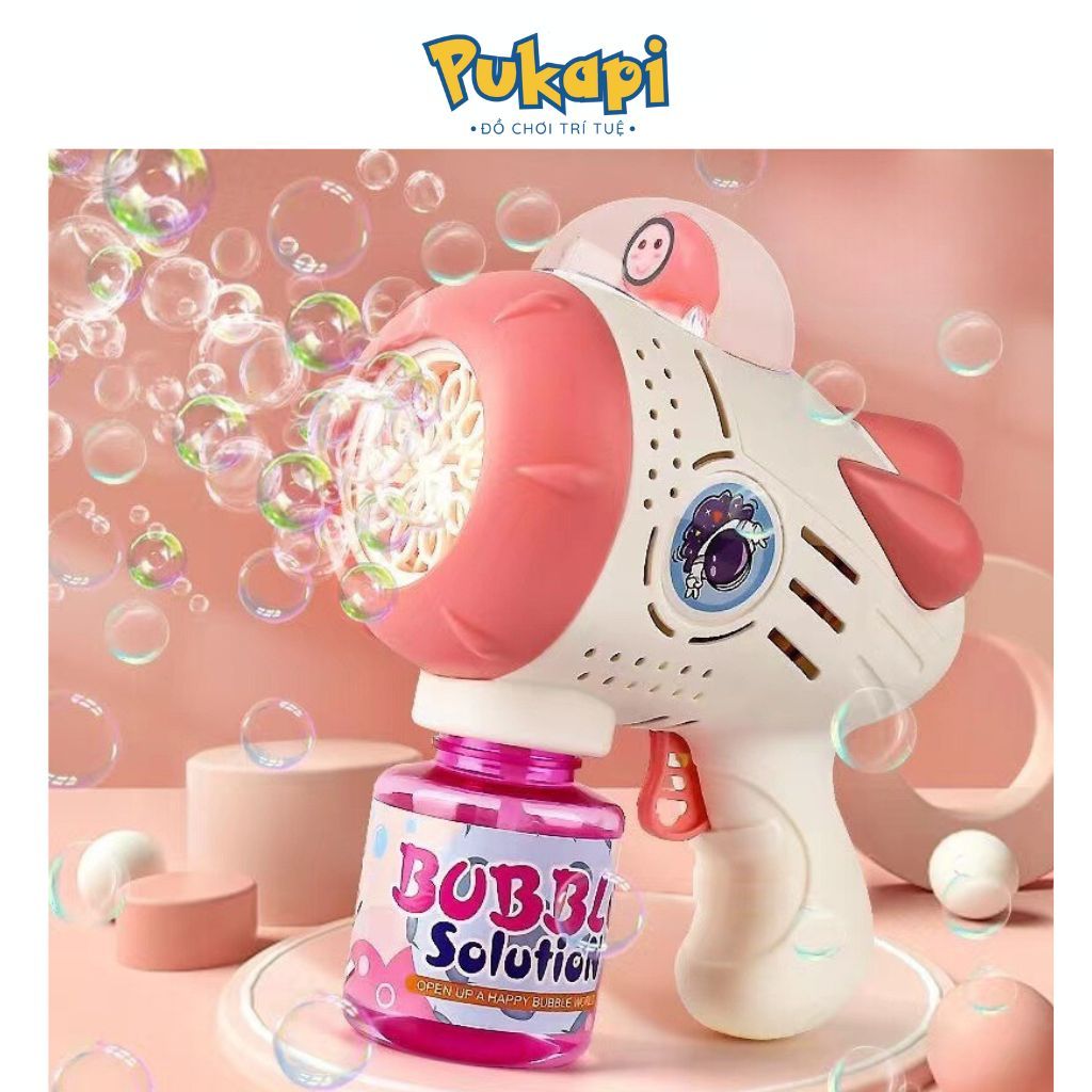 Súng Bắn Bong Bóng Phi Hành Gia Có Đèn Và Nhạc, Đồ Chơi Vận Động NGoài Trời Cho Bé PUKAPI