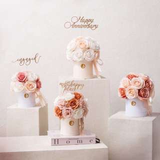 Bó hoa tròn tặng 20 10 tặng người yêu - Lẵng hoa giả để bàn thương hiệu hoa lụa BÔNG BY CATT giỏ hoa giả để bàn cao cấp