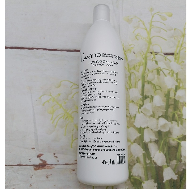 Kem Oxy Trợ Nhuộm Dùng Để Pha Vào Tẩy Và Màu Nhuộm Tóc Lavano 1000ml
