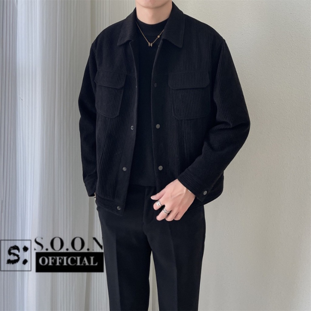 Áo Khoác Nhung Tăm Túi Hộp Lớp Dày Dặn Form Rộng, Phong Cách Retro, Class Cho Nam #QC03